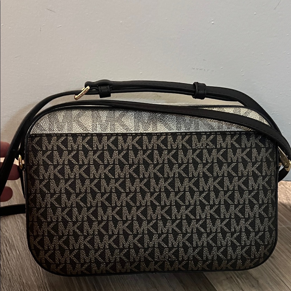 Michael Kors Black and Tan Crossbody Bag with Gold Accents - Picture 3 of 5